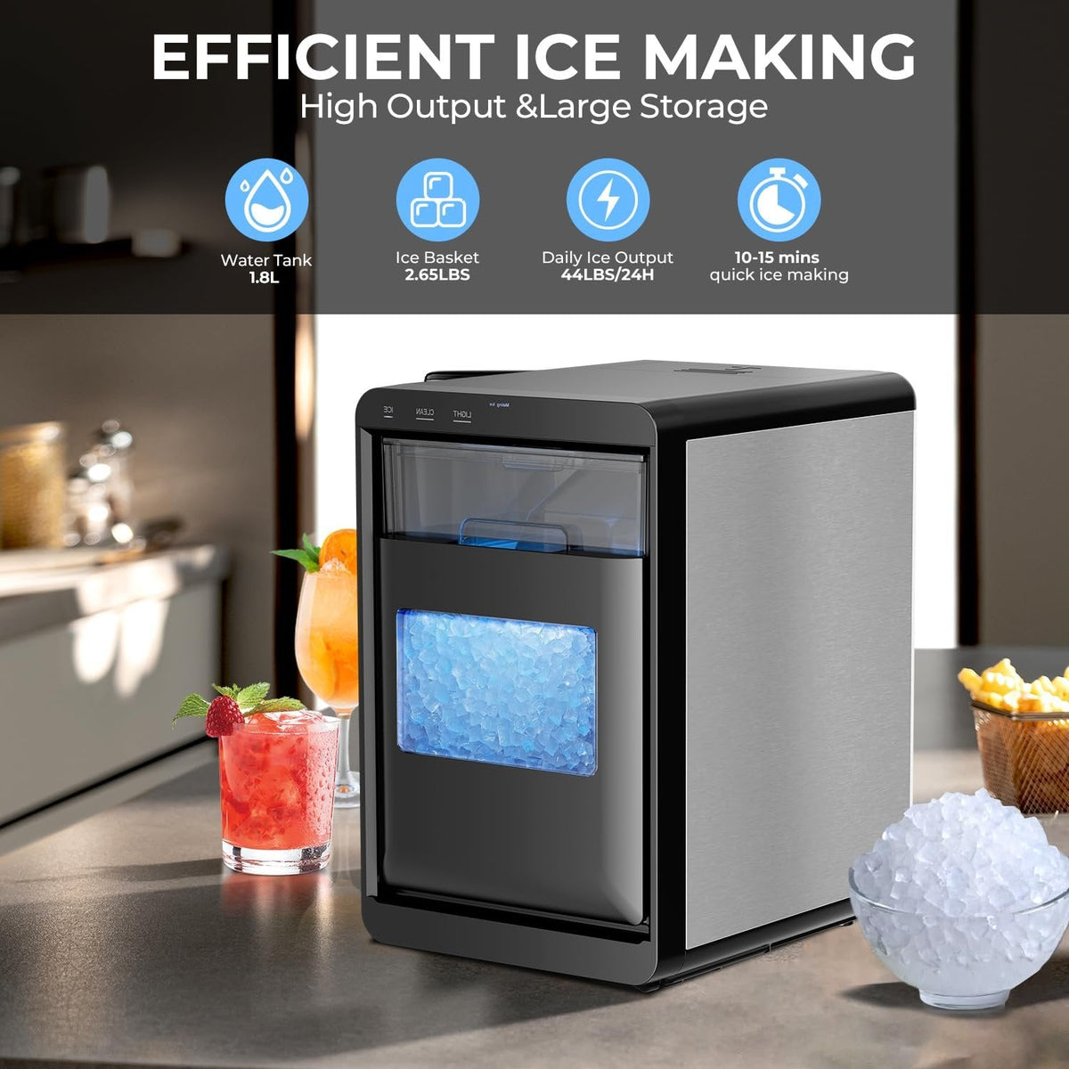 Antarctic Star 20 kg Countertop Nugget Ice Maker Machine Black