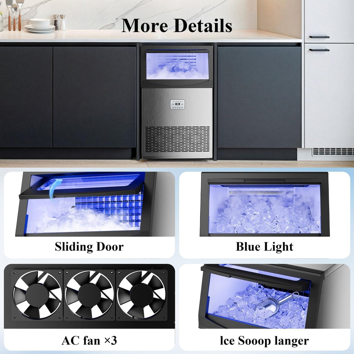 Commercial Ice Maker Machine 108.9 kg/24H Stainless Steel