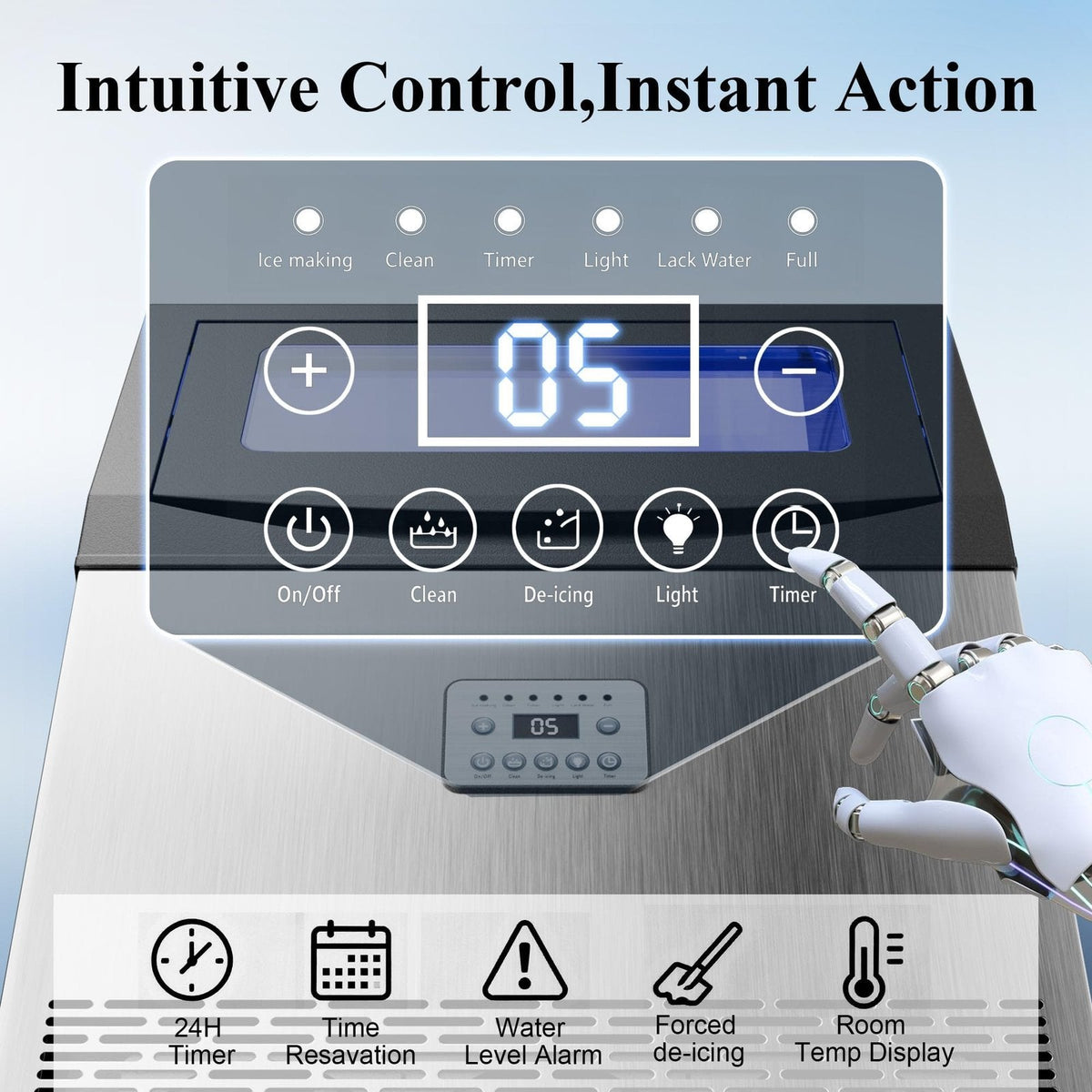 Commercial Ice Maker Machine 108.9 kg/24H Stainless Steel