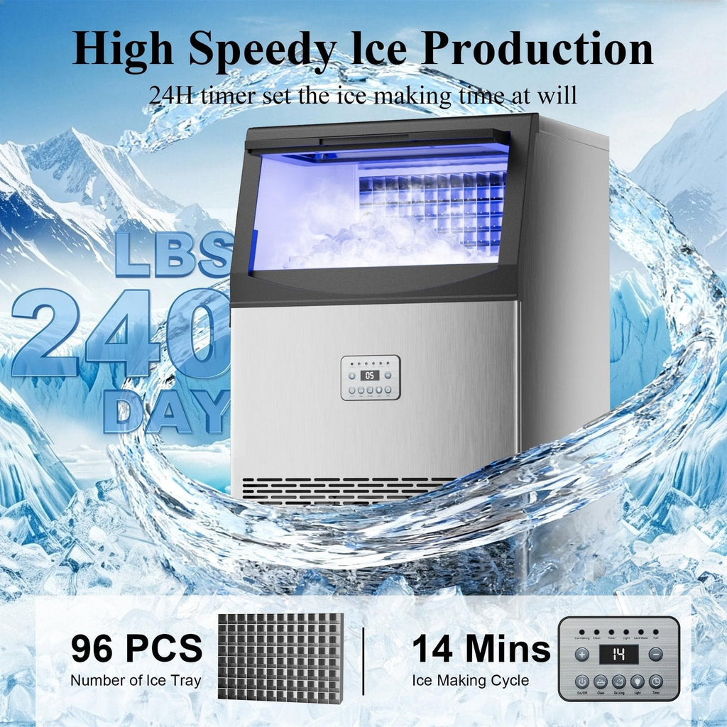 Commercial Ice Maker Machine 108.9 kg/24H Stainless Steel