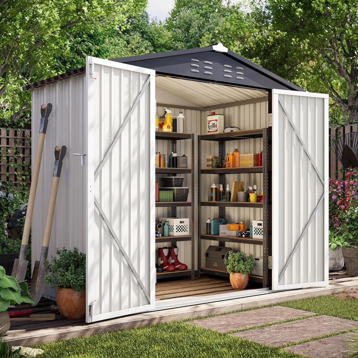 Lausaint Home 121.9 x 182.9 cm Outdoor Metal Storage Shed
